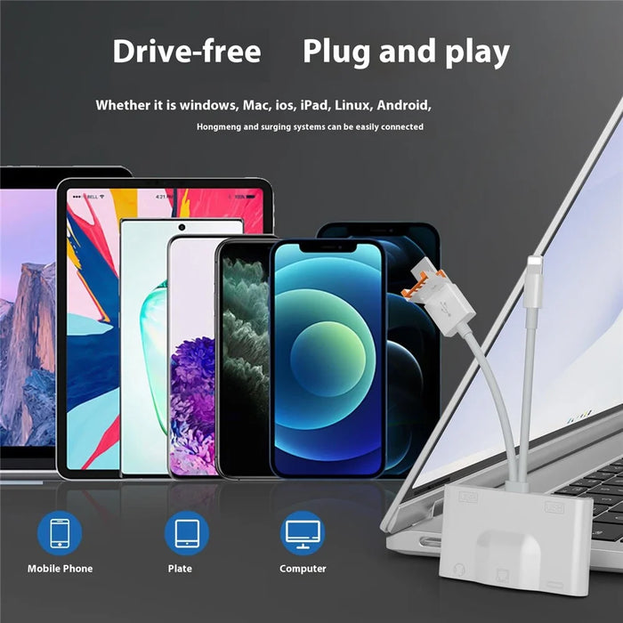 NK1033TL Pro USB + Type-C + iP to Dual USB 2.0 / USB-C / 3.5mm / Ethernet Adapter for Laptop Tablet Smartphone - 6