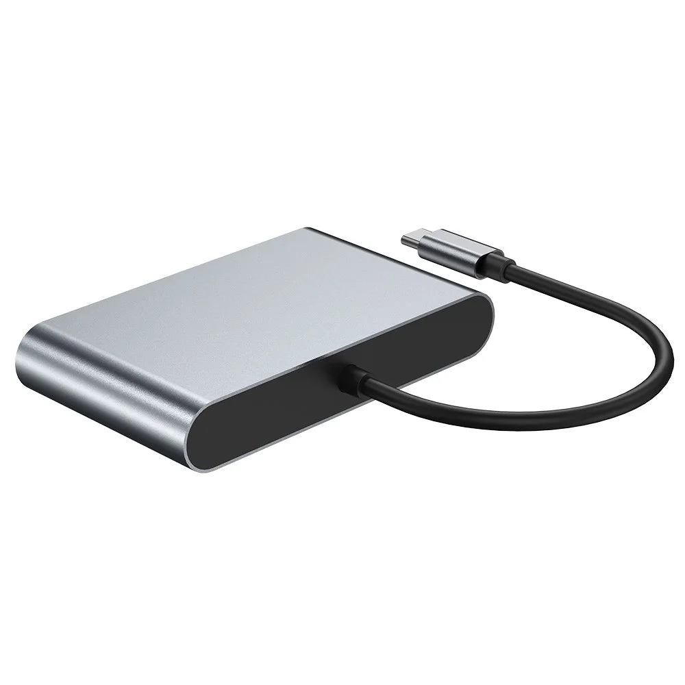 2322 Aluminum Shell Type-C Hub with RJ45 + 4K / 30HZ HD + USB 3.0 + PD 100W Charging Port - 5