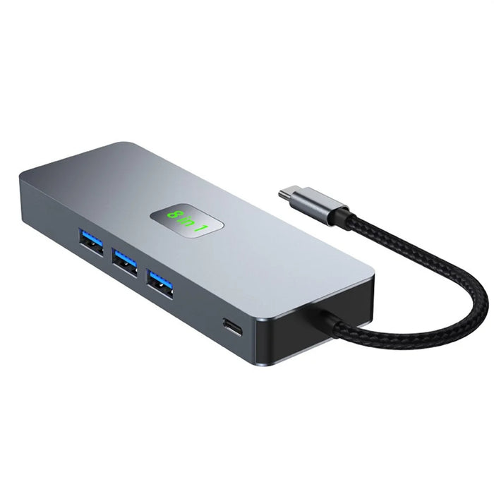 2401 8-in-1 Type-C Hub Docking Station with Gigabit Ethernet, 3x USB 3.0, 2x HD, DP, PD 100W Port - 4
