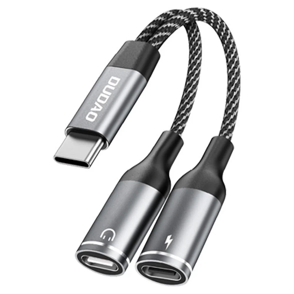 DUDAO L13C+ Type-C Male to Type-C Female Charging + Type-C Female Audio Headphone Adapter Splitter Cable with Digital Decoding - 1