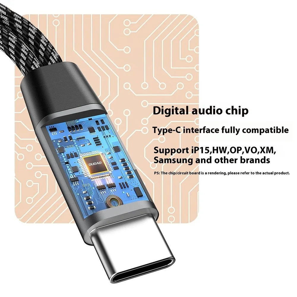 DUDAO L13C+ Type-C Male to Type-C Female Charging + Type-C Female Audio Headphone Adapter Splitter Cable with Digital Decoding - 3