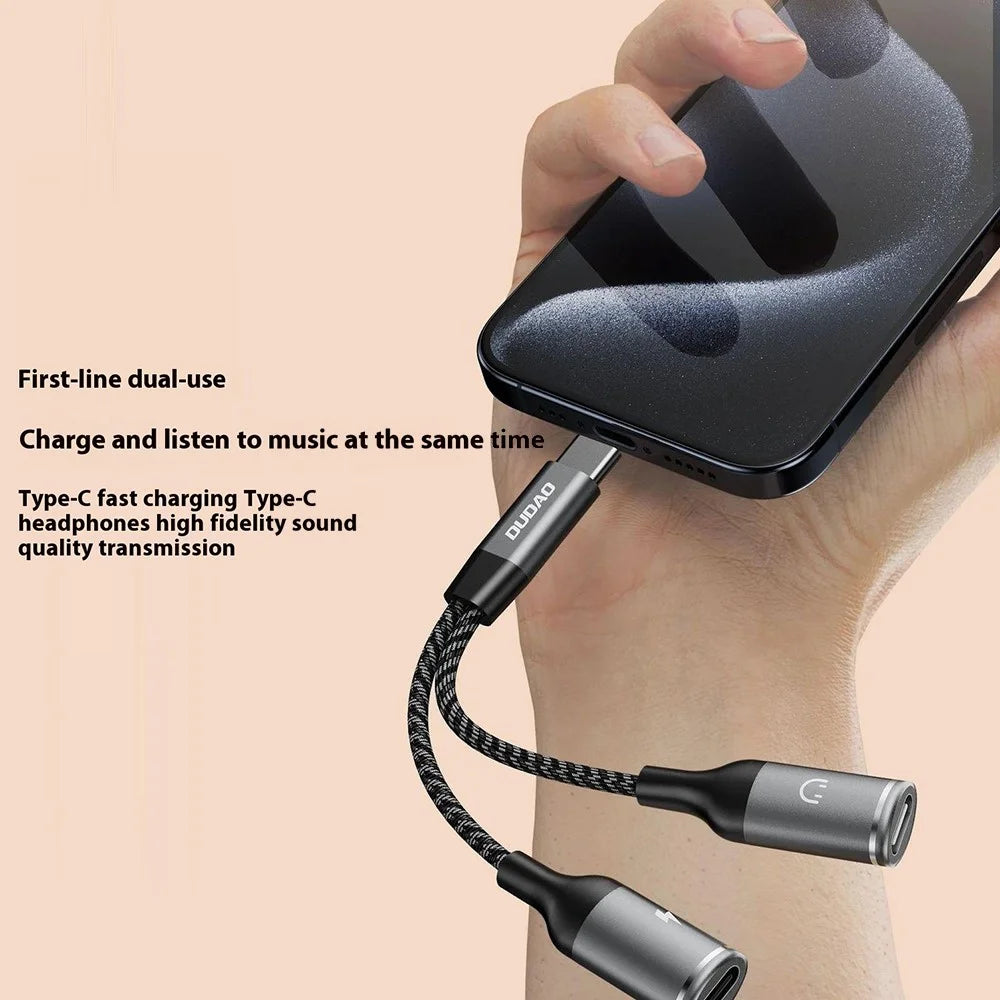 DUDAO L13C+ Type-C Male to Type-C Female Charging + Type-C Female Audio Headphone Adapter Splitter Cable with Digital Decoding - 4
