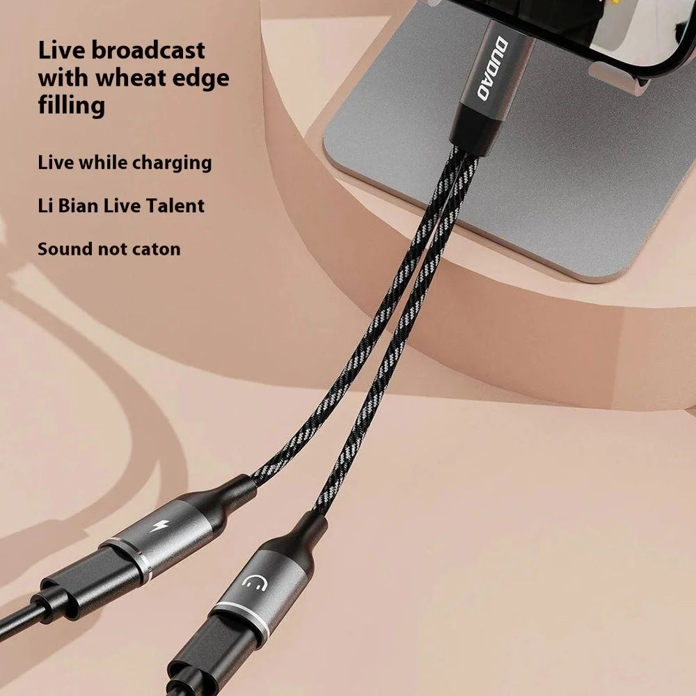 DUDAO L13C+ Type-C Male to Type-C Female Charging + Type-C Female Audio Headphone Adapter Splitter Cable with Digital Decoding - 6