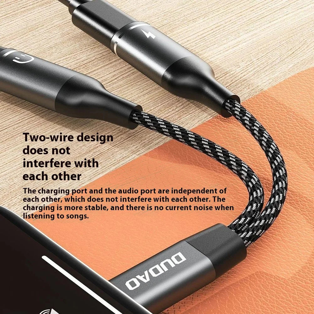 DUDAO L13C+ Type-C Male to Type-C Female Charging + Type-C Female Audio Headphone Adapter Splitter Cable with Digital Decoding - 7
