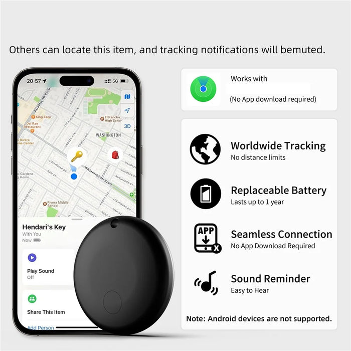 F08 Smart Tracker Round Shape Item Anti-Lost Mini Global Finder for iOS Only - Black - 5