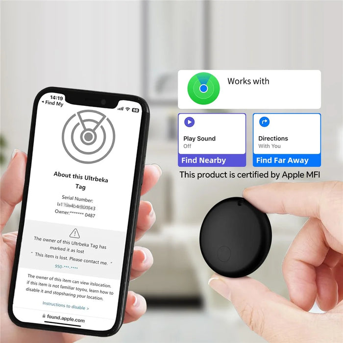 F08 Smart Tracker Round Shape Item Anti-Lost Mini Global Finder for iOS Only - Black - 6