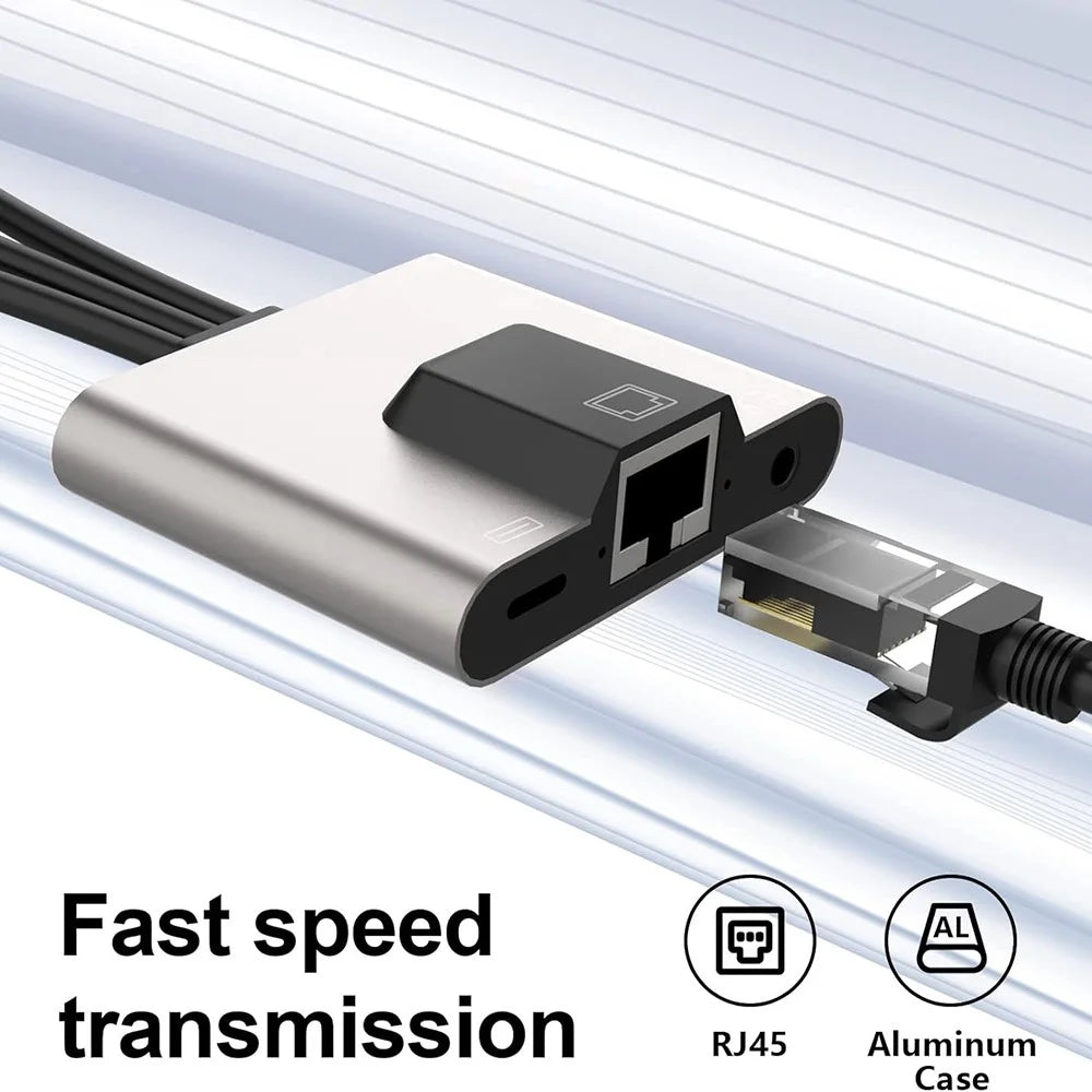 NK-1056S iP  /  USB-A  /  Type-C 3-in-1 Ethernet Adapter with 3.5mm Audio Jack for Windows / Mac OS / Phone / Pad - 4