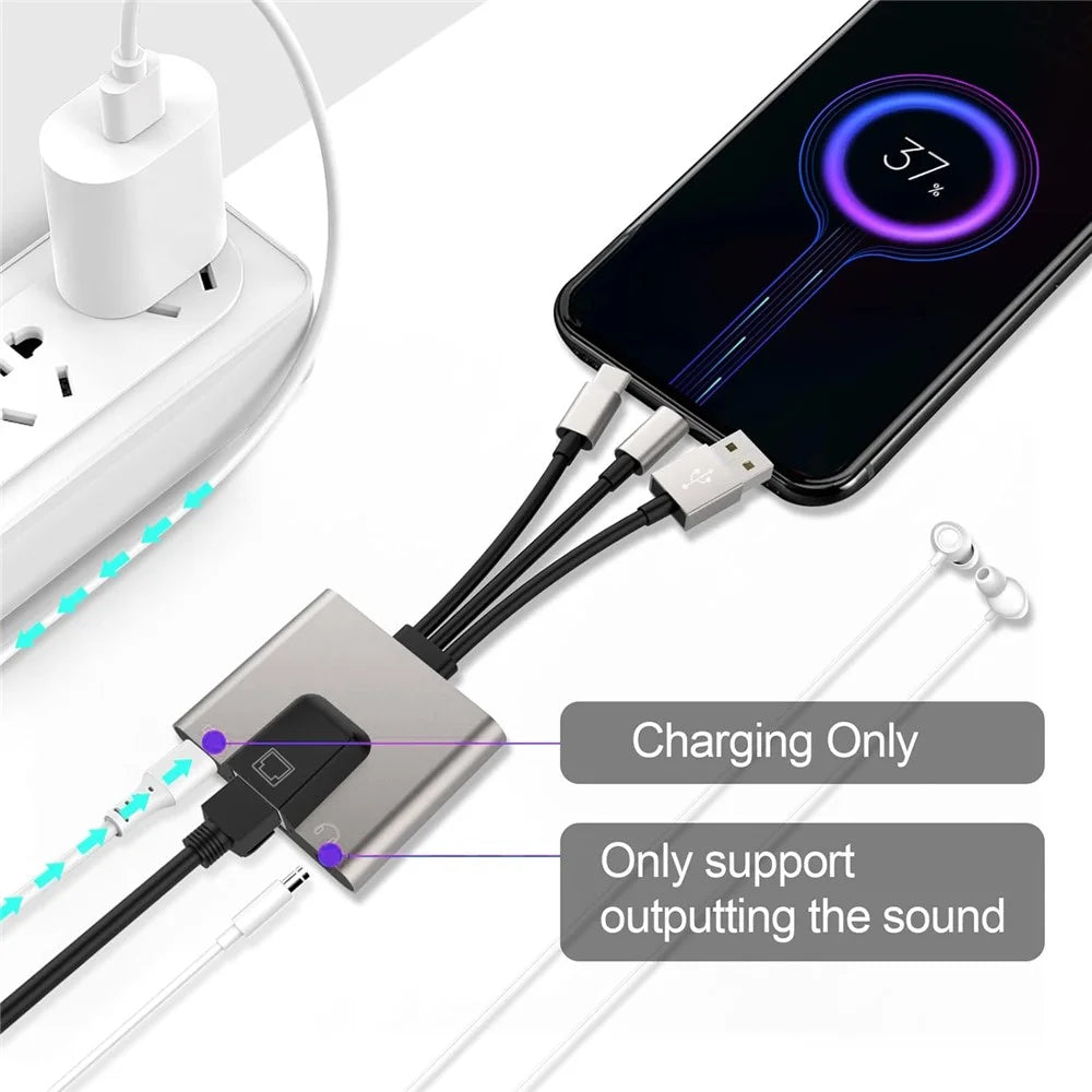 NK-1056S iP  /  USB-A  /  Type-C 3-in-1 Ethernet Adapter with 3.5mm Audio Jack for Windows / Mac OS / Phone / Pad - 7