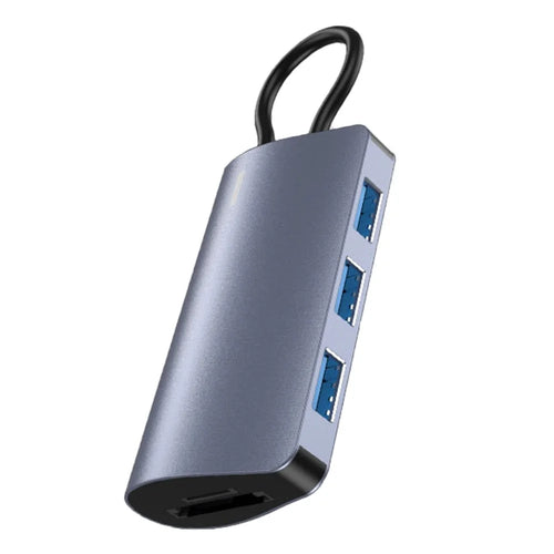 2395-05 5-in-1 USB-C Hub Aluminum Alloy Docking Station with 3 USB 3.0 + SD / TF Card Reader - Grey - 1