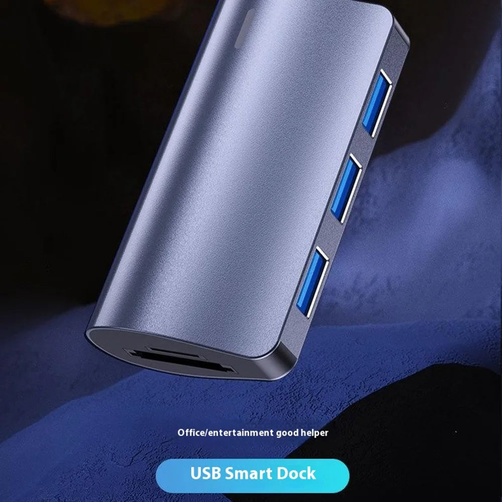 2395-05 5-in-1 USB-C Hub Aluminum Alloy Docking Station with 3 USB 3.0 + SD / TF Card Reader - Grey - 7