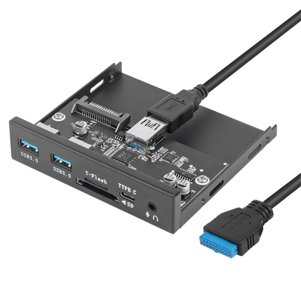 Y29 3.5-inch Front Bay Expansion Dock 2xUSB3.0 + TF / SD Card Slot + Type-C + Audio Jack Expansion Panel - 1