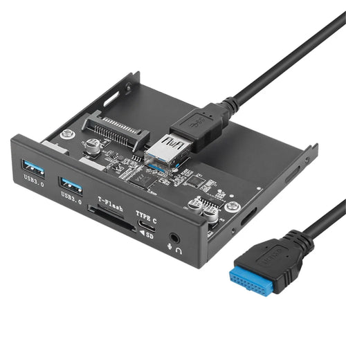 Y29 3.5-inch Front Bay Expansion Dock 2xUSB3.0 + TF / SD Card Slot + Type-C + Audio Jack Expansion Panel - 1