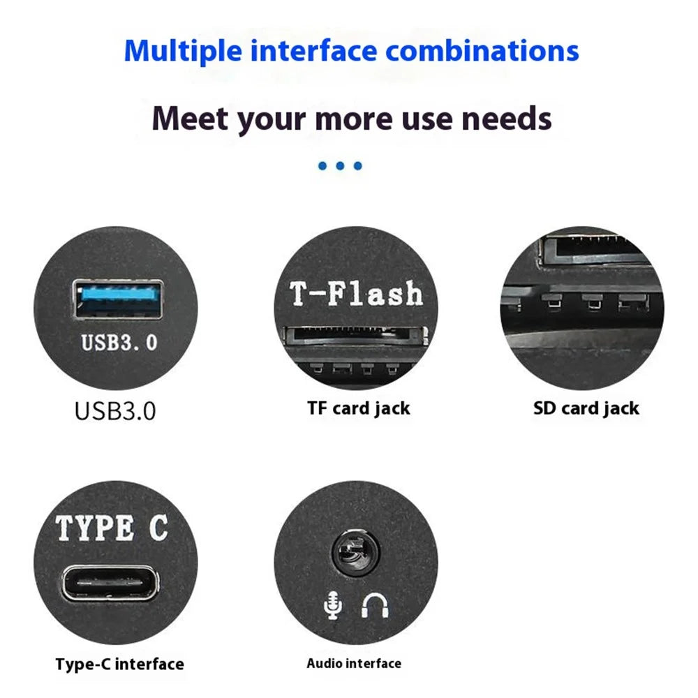 Y29 3.5-inch Front Bay Expansion Dock 2xUSB3.0 + TF / SD Card Slot + Type-C + Audio Jack Expansion Panel - 4