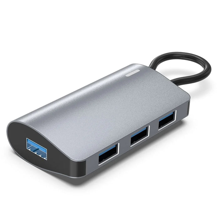 2395-0430 USB-C Hub with 4 USB 3.0 Ports 5Gbps Data Transfer Aluminum Alloy Docking Station - Grey - 1