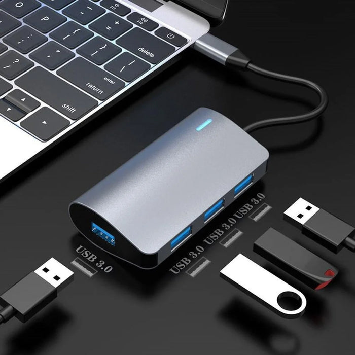 2395-0430 USB-C Hub with 4 USB 3.0 Ports 5Gbps Data Transfer Aluminum Alloy Docking Station - Grey - 2