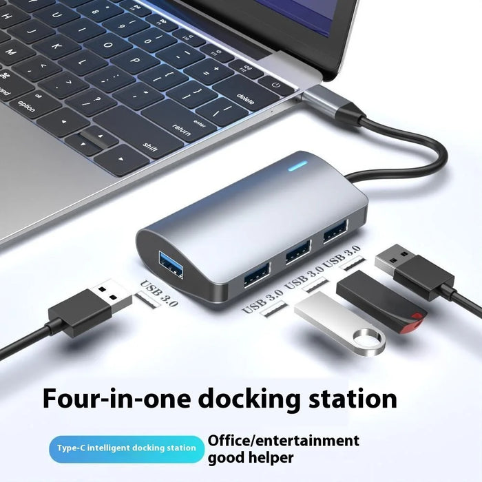 2395-0430 USB-C Hub with 4 USB 3.0 Ports 5Gbps Data Transfer Aluminum Alloy Docking Station - Grey - 4