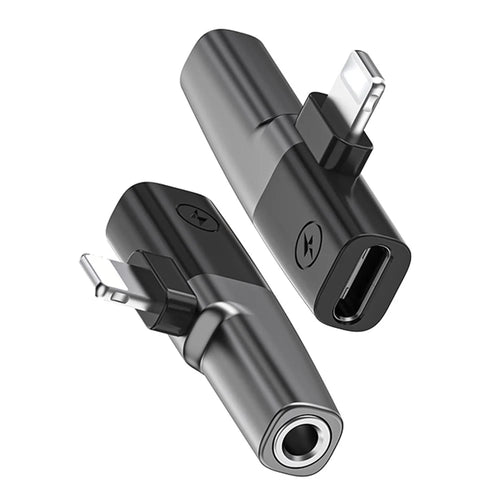DAC Chip 8-Pin to 3.5mm Audio + Type-C Charging Port Adapter for iPhone - Grey - 1