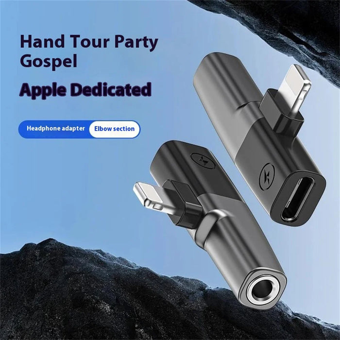 DAC Chip 8-Pin to 3.5mm Audio + Type-C Charging Port Adapter for iPhone - Grey - 3