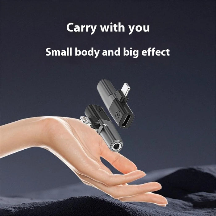 DAC Chip 8-Pin to 3.5mm Audio + Type-C Charging Port Adapter for iPhone - Grey - 6