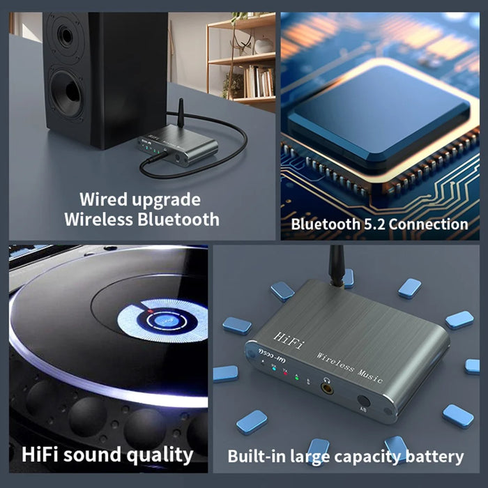 D500 Bluetooth-compatible 5.2 Receiver Transmitter 2 in 1 Qualcomm Audio Adapter with 3.5mm AUX Interface - 4