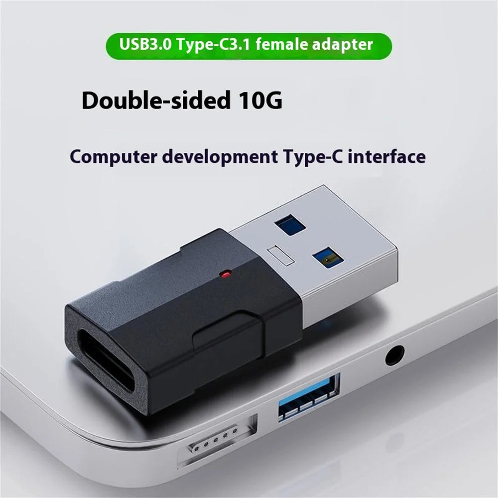 USB 3.0 to Type C 3.1 Adapter 10Gbps High Speed Data Transfer Charging Adapter - Black - 3