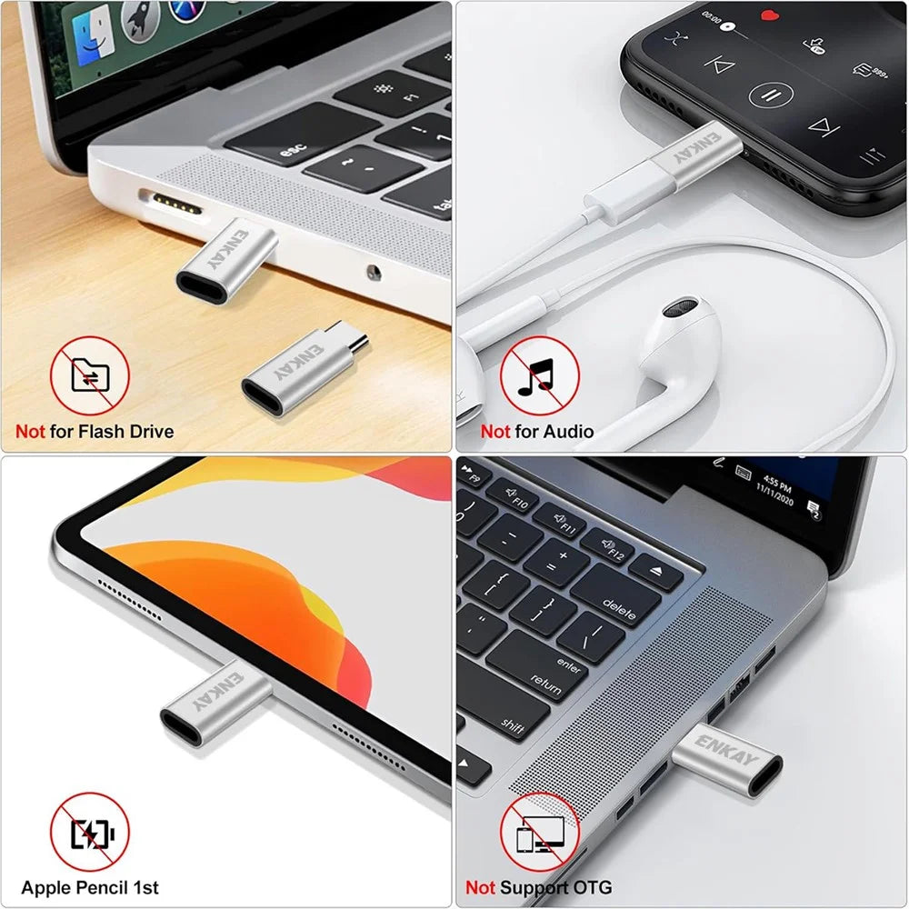 ENKAY For Universal  Aluminium Alloy 8Pin to Type-C Adapter iP to USB-C Converter for iPhone 15 / 16 Series - Black - 4