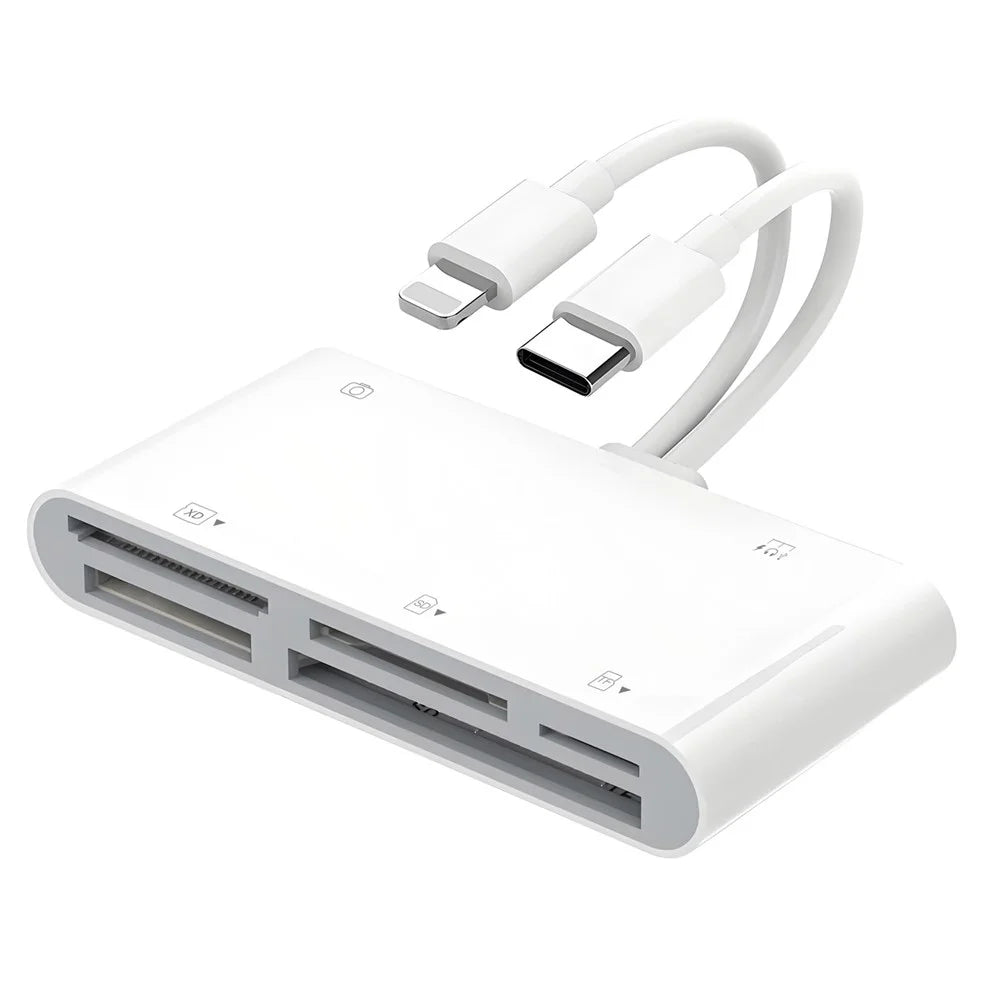 901pro 8Pin + Type-C 7 in 1 Card Reader CF TF SD XD MS Card U-Disk Type-C Earphones Adapter - 1