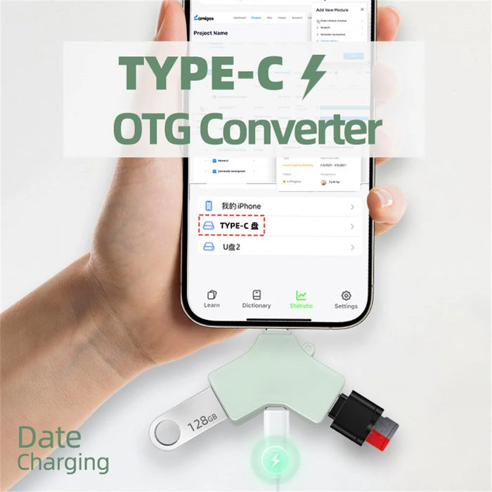 Type-C Multi Function Hub USB 3.0 8Pin Type-C Port Data Transfer Charging Adapter - 3