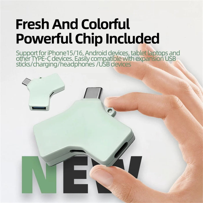Type-C Multi Function Hub USB 3.0 8Pin Type-C Port Data Transfer Charging Adapter - 6