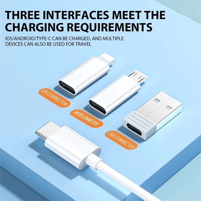 5 in 1 Multi Adapter Storage Box 60W 3A Type-C Fast Charging Cable Micro  /  8Pin  /  USB Adapter Set - Black - 3
