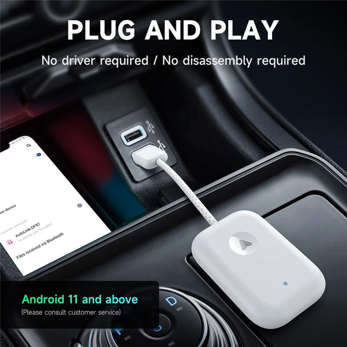 643 Car Wireless Android Auto Adapter for Android Phones Upgrade Wired to Wireless - White - 3