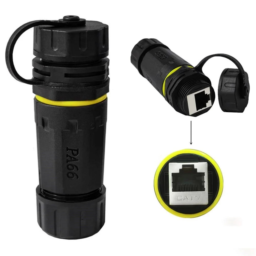 Single Port Cat 7 RJ45 Shielded Copper Ethernet Waterproof Connector Adapter for Outdoor / Industrial Use - 1
