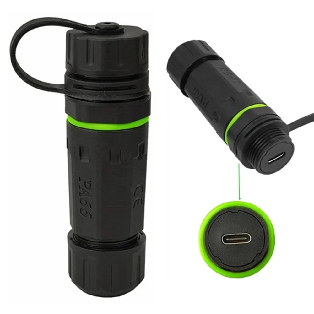 10Gbps IP68 Waterproof Docking Connector Single Port Type-C Female to Female Adapter with Protective Cover - 1