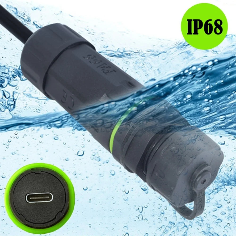 10Gbps IP68 Waterproof Docking Connector Single Port Type-C Female to Female Adapter with Protective Cover - 2