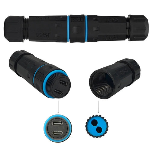 10Gbps Dual Type-C Outdoor IP68 Waterproof Connector M20 Pass Through Data Transfer Charging Adapter - 1