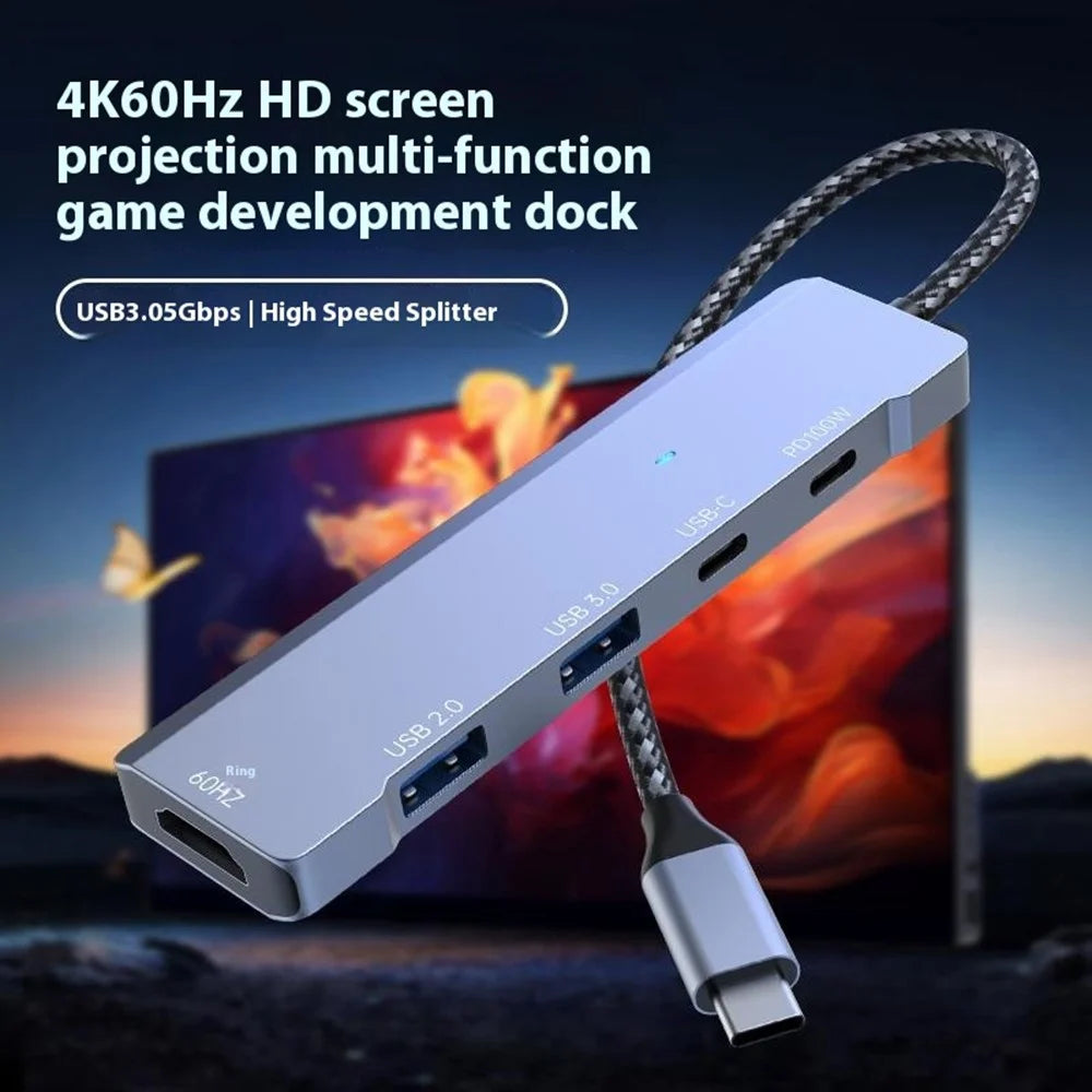 ADS-336 5 In 1 USB C Hub PD 100W Fast Charging 4K 60Hz HD Data Transfer Adapter - 6