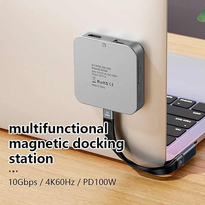 MC906 2230 M.2 Nvme SSD Enclosure Magnetic USB C Hub with HD Port SD / TF Card Slot - 2