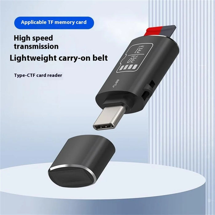 Mini USB 3.1 Type C Card Reader for TF Cards Up to 2TB Compatible with MAC OS / Windows / Linux / Android - Black - 2