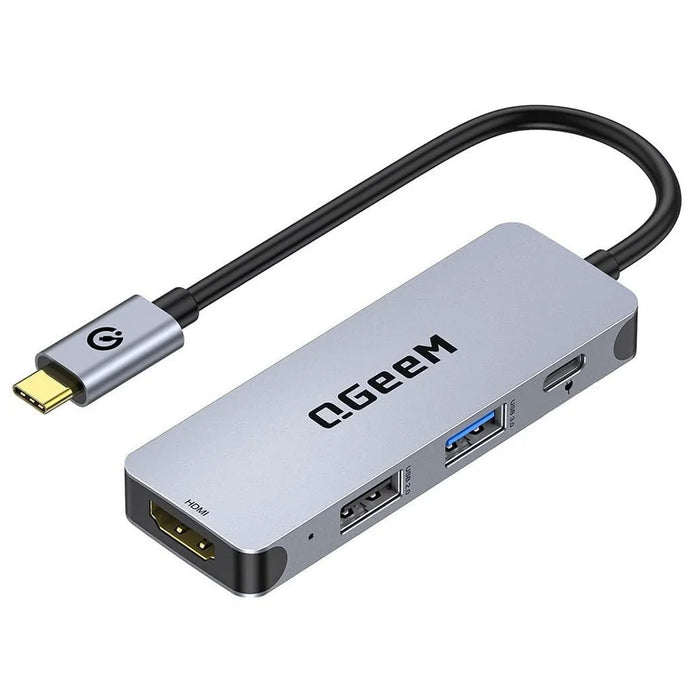 QGEEM UH04-1 4 In 1 Type C Hub USB 3.0 Docking Station with 4K HD PD 100W Charging Port - 1