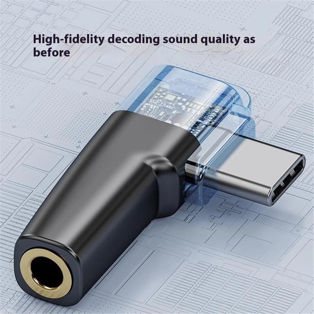 Type-C to 3.5mm Headphone Adapter Digital Audio Converter DAC Chip for Smartphones / Tablets - Light Grey - 5