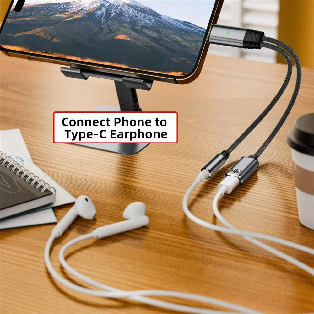 UC-030-TC002 USB-C to 3.5mm Audio Adapter + 100W PD Charging Cable for Laptops / Tablets / Phones - 5
