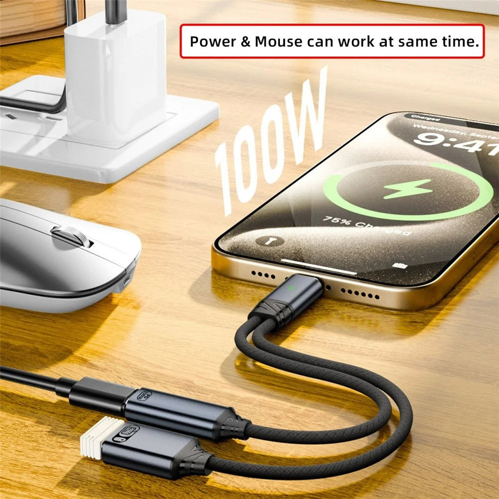 UC-030-TC003 USB-C to PD 100W + USB2.0 OTG Adapter Cable High Speed Data Transfer  /  Fast Charging - 4