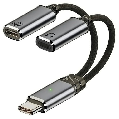UC-030-TC004 USB-C to 8-Pin Female Adapter Cable with 100W PD and DAC Audio for Laptop Tablet Phone - 1