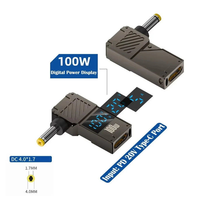 PD 100W Laptop Charging Adapter Type-C to DC 4.0x1.7mm Digital Display Fast Charging Converter - 2
