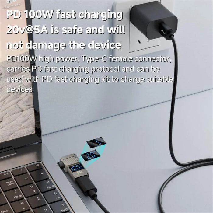 PD 100W Laptop Charging Adapter Type-C to DC 5.5x2.1mm Digital Display Fast Charging Converter - 4