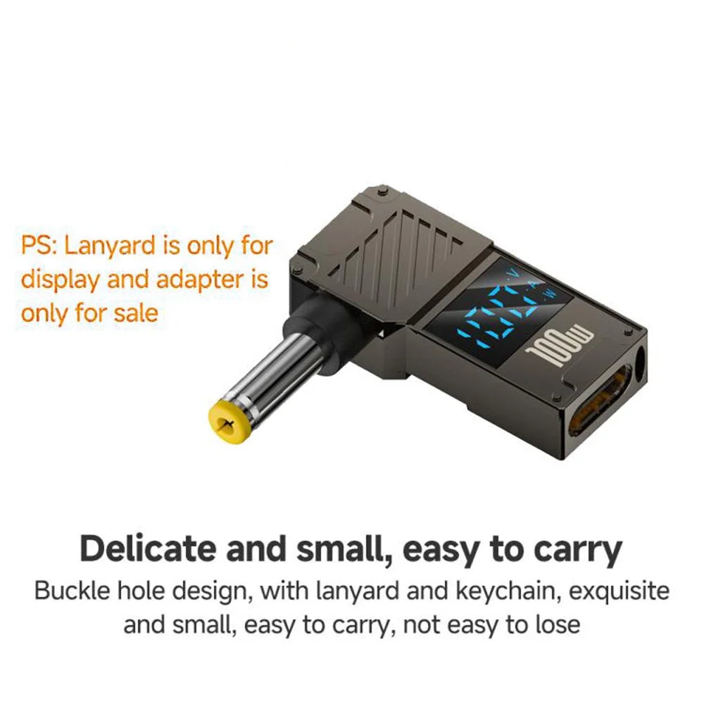 PD 100W Laptop Charging Adapter Type-C to DC 5.5x1.7mm Digital Display Fast Charging Converter - 4