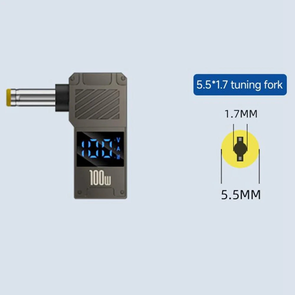 PD 100W Laptop Charging Adapter Type-C to DC 5.5x1.7mm Digital Display Fast Charging Converter - 7