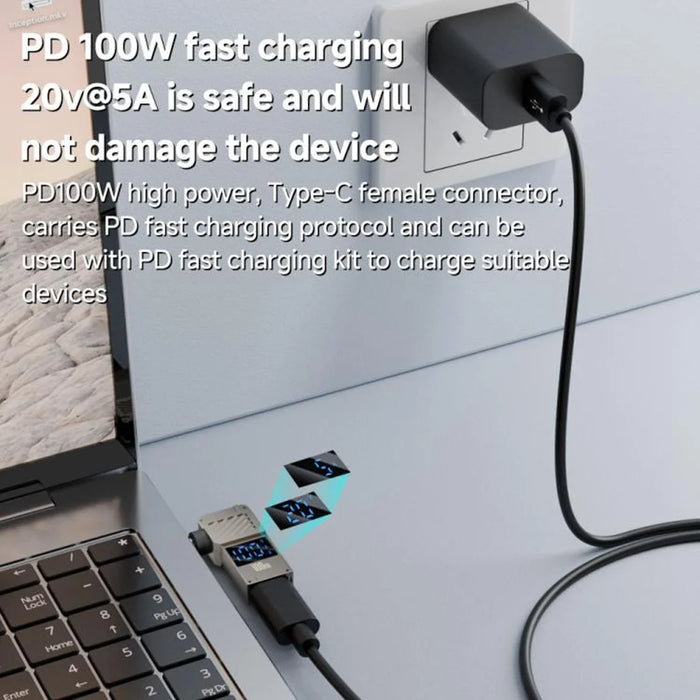 PD 100W Laptop Charging Adapter Type-C to DC 6.0x4.4mm Digital Display Fast Charging Converter - 3