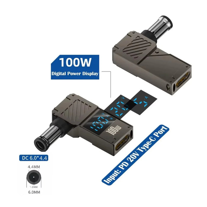 PD 100W Laptop Charging Adapter Type-C to DC 6.0x4.4mm Digital Display Fast Charging Converter - 7