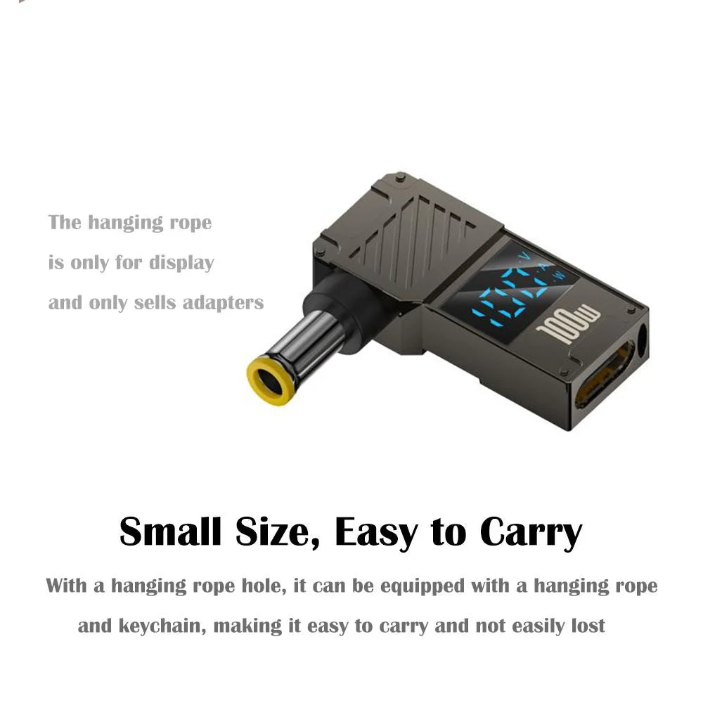 PD 100W Laptop Charging Adapter Type-C to DC 5.0x1.0mm Digital Display Fast Charging Converter - 5